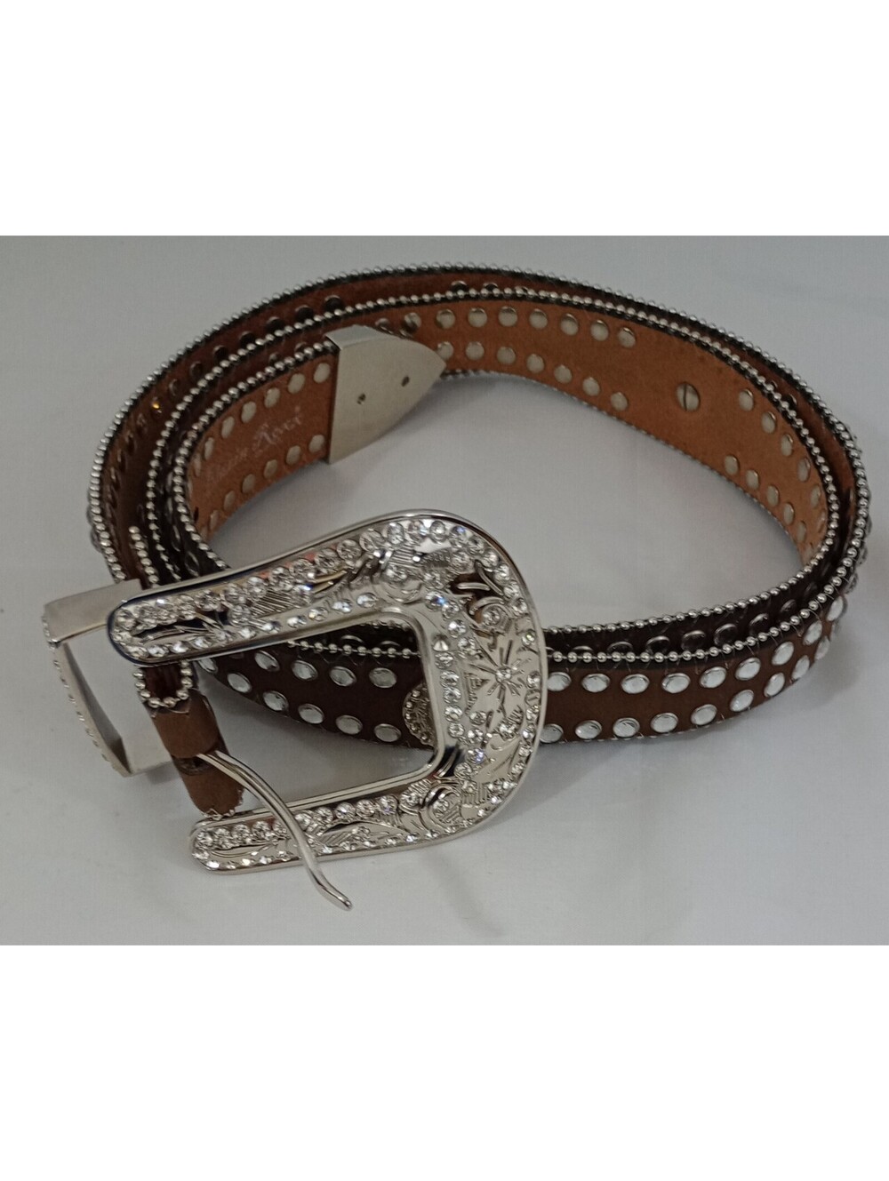 Blazin Roxx Concho Studded Floral Embossed Western Rodeo Belt Sz XL Approx 47"